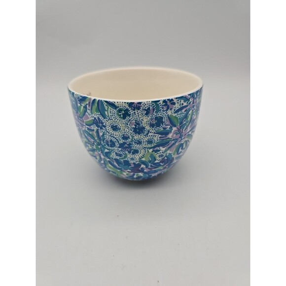 Lilly Pulitzer Blue Floral Logo inside Gold Handle Coffee Tea Coco Mug 14 oz - Picture 5 of 10